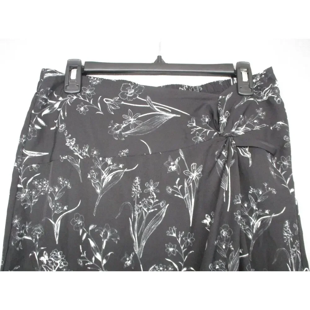 YOZY Floral Tie Detail Lightweight Midi Skirt Boho Trendy‎ Womens Size Large